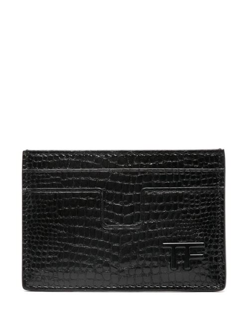 Black cardholder with logo TOM FORD | YT232LGO050L1N001